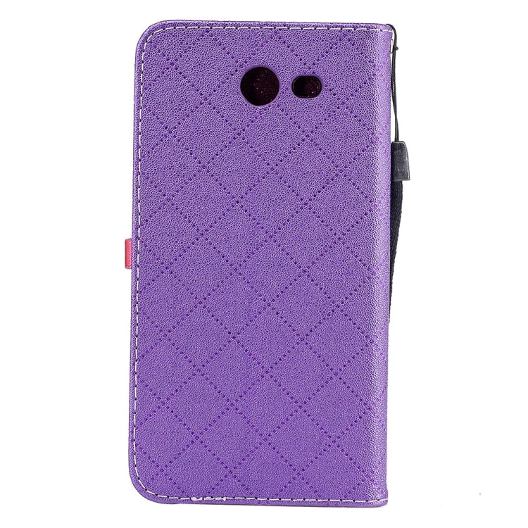 For Galaxy J3 (2017) (US Version) TPU + PU Love Contrast Color Lattice Horizontal Flip Leather Case with Holder & Card Slots & Wallet & Lanyard