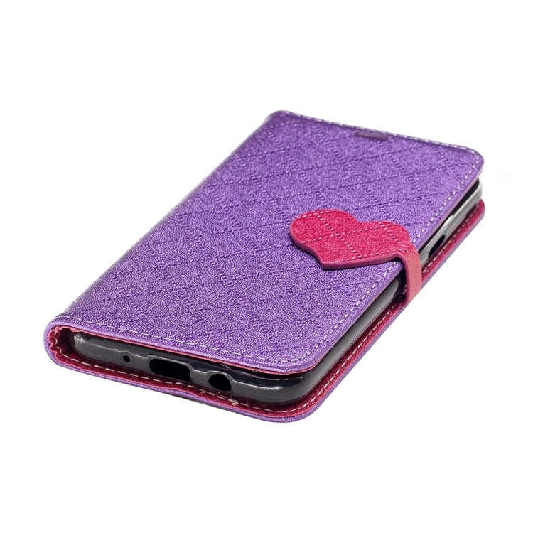 For Galaxy J3 (2017) (US Version) TPU + PU Love Contrast Color Lattice Horizontal Flip Leather Case with Holder & Card Slots & Wallet & Lanyard