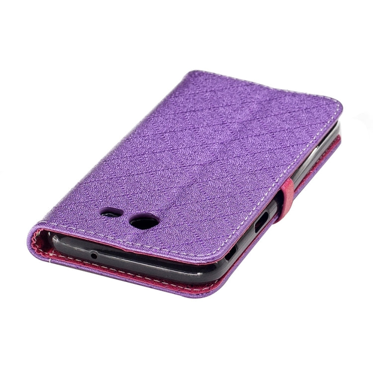 For Galaxy J3 (2017) (US Version) TPU + PU Love Contrast Color Lattice Horizontal Flip Leather Case with Holder & Card Slots & Wallet & Lanyard