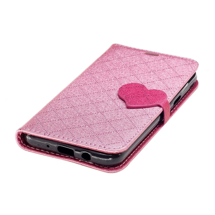 For Galaxy J3 (2017) (US Version) TPU + PU Love Contrast Color Lattice Horizontal Flip Leather Case with Holder & Card Slots & Wallet & Lanyard