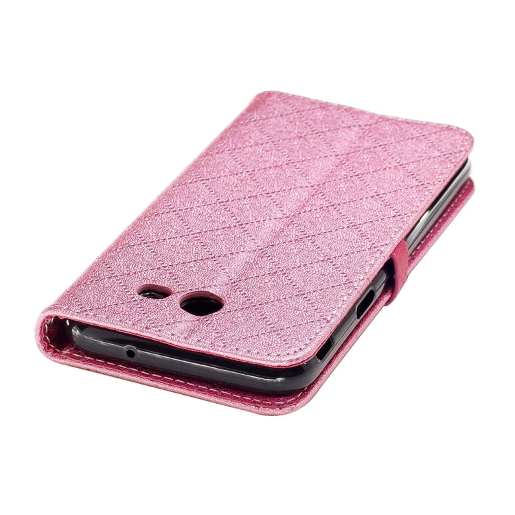 For Galaxy J3 (2017) (US Version) TPU + PU Love Contrast Color Lattice Horizontal Flip Leather Case with Holder & Card Slots & Wallet & Lanyard