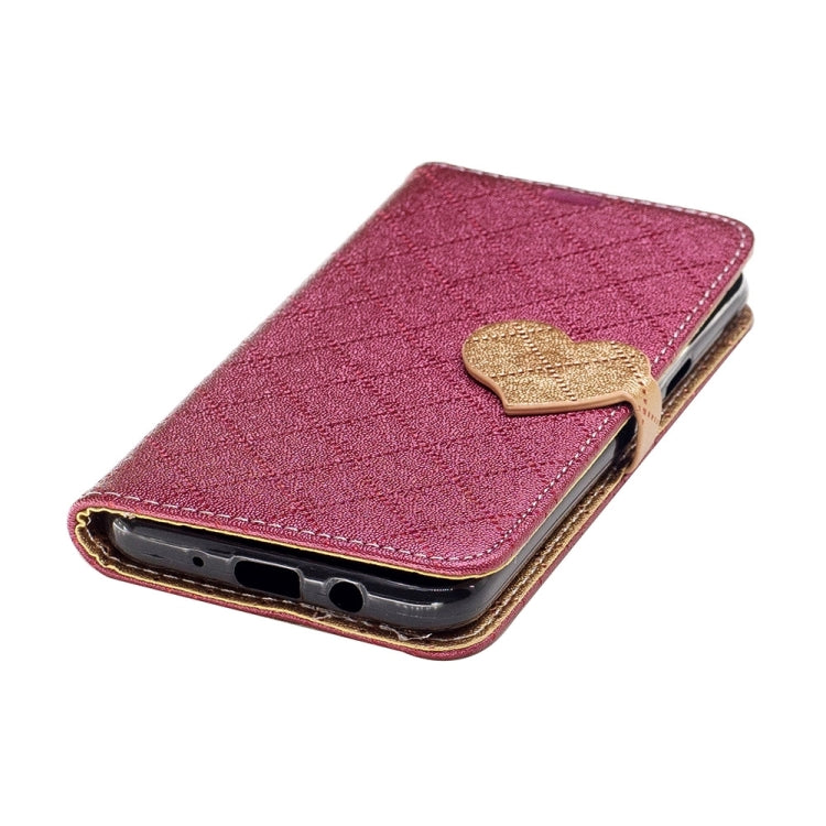 For Galaxy J3 (2017) (US Version) TPU + PU Love Contrast Color Lattice Horizontal Flip Leather Case with Holder & Card Slots & Wallet & Lanyard