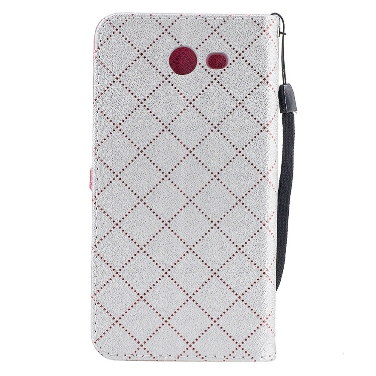 For Galaxy J3 (2017) (US Version) TPU + PU Love Contrast Color Lattice Horizontal Flip Leather Case with Holder & Card Slots & Wallet & Lanyard