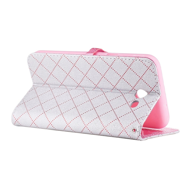 For Galaxy J3 (2017) (US Version) TPU + PU Love Contrast Color Lattice Horizontal Flip Leather Case with Holder & Card Slots & Wallet & Lanyard