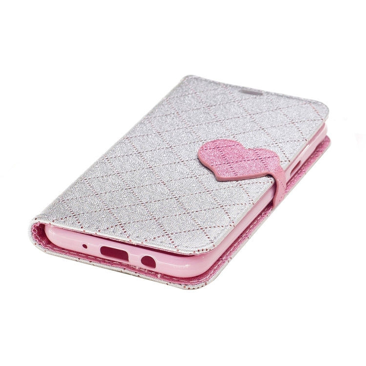 For Galaxy J3 (2017) (US Version) TPU + PU Love Contrast Color Lattice Horizontal Flip Leather Case with Holder & Card Slots & Wallet & Lanyard