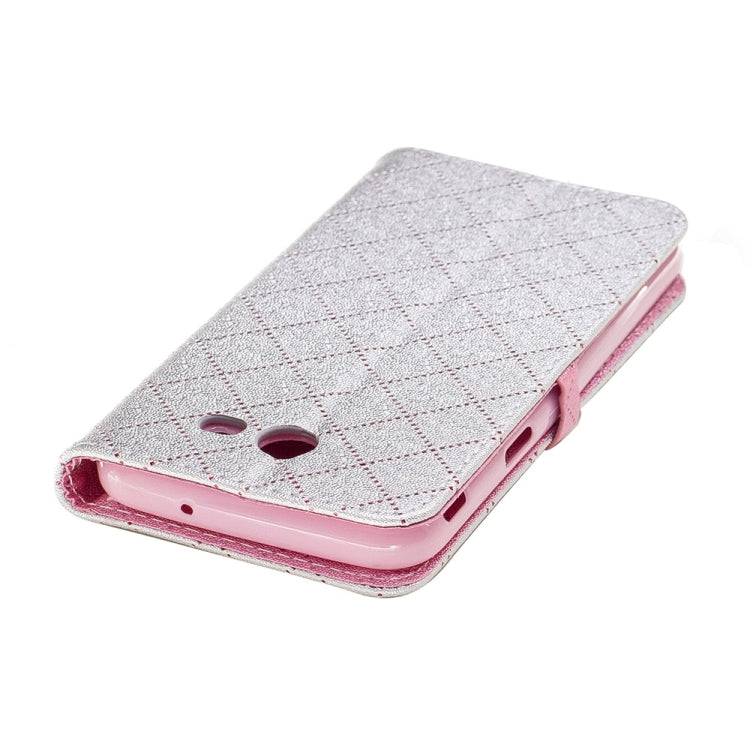 For Galaxy J3 (2017) (US Version) TPU + PU Love Contrast Color Lattice Horizontal Flip Leather Case with Holder & Card Slots & Wallet & Lanyard