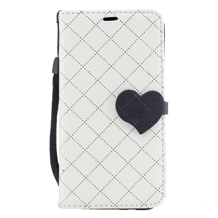 For Galaxy J3 (2017) (US Version) TPU + PU Love Contrast Color Lattice Horizontal Flip Leather Case with Holder & Card Slots & Wallet & Lanyard