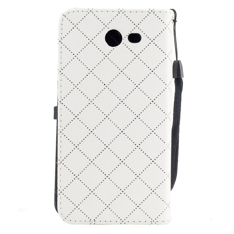 For Galaxy J3 (2017) (US Version) TPU + PU Love Contrast Color Lattice Horizontal Flip Leather Case with Holder & Card Slots & Wallet & Lanyard