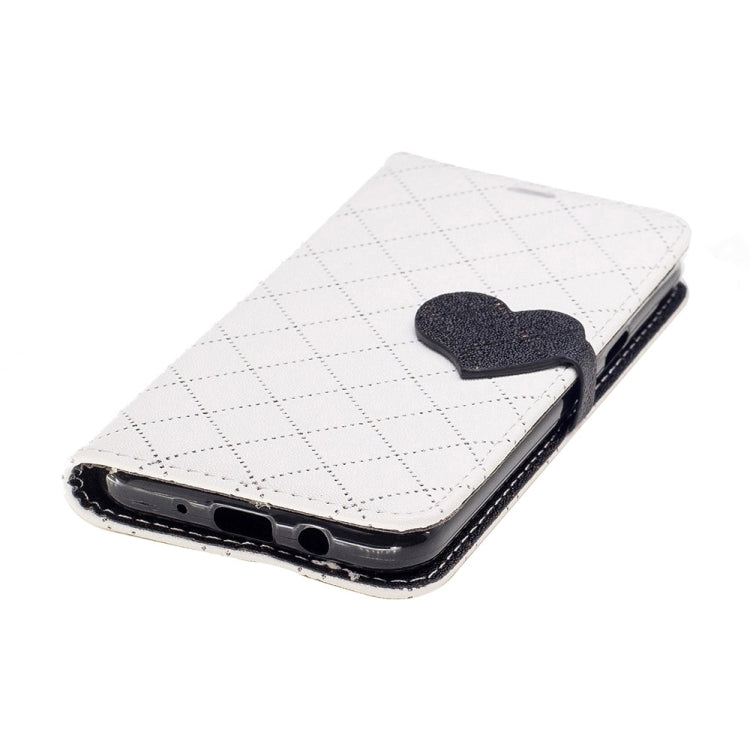 For Galaxy J3 (2017) (US Version) TPU + PU Love Contrast Color Lattice Horizontal Flip Leather Case with Holder & Card Slots & Wallet & Lanyard