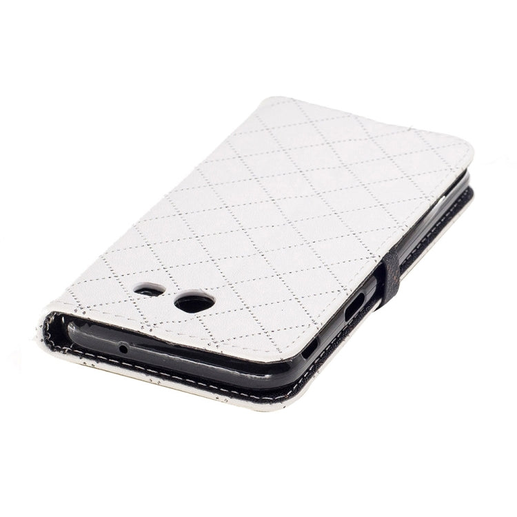 For Galaxy J3 (2017) (US Version) TPU + PU Love Contrast Color Lattice Horizontal Flip Leather Case with Holder & Card Slots & Wallet & Lanyard