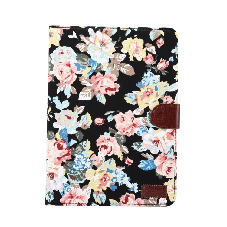For Galaxy Tab S3 9.7 / T820 Flowers Cloth Pattern Horizontal Flip Leather Case with Holder & Card Slots & Wallet(Black)
