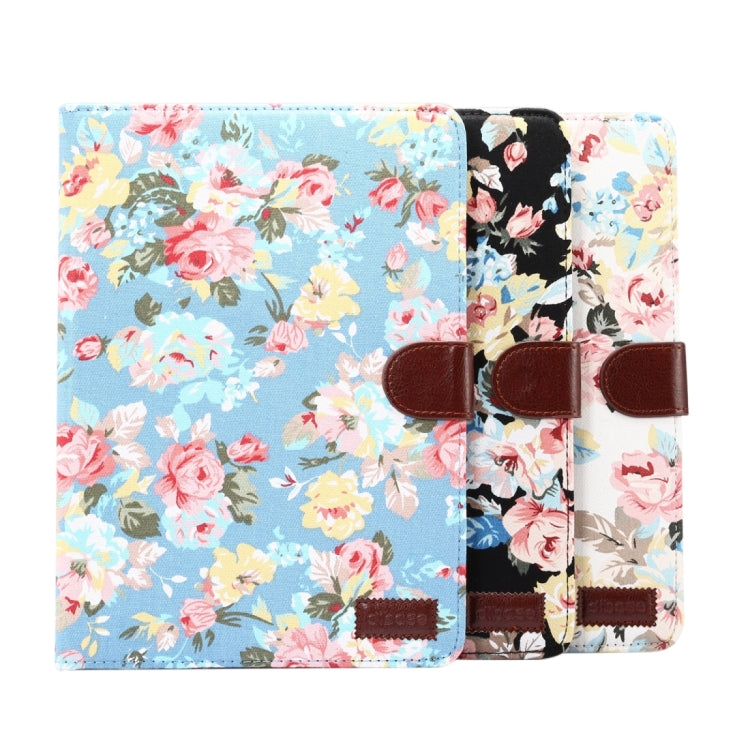 For Galaxy Tab S3 9.7 / T820 Flowers Cloth Pattern Horizontal Flip Leather Case with Holder & Card Slots & Wallet(Black)