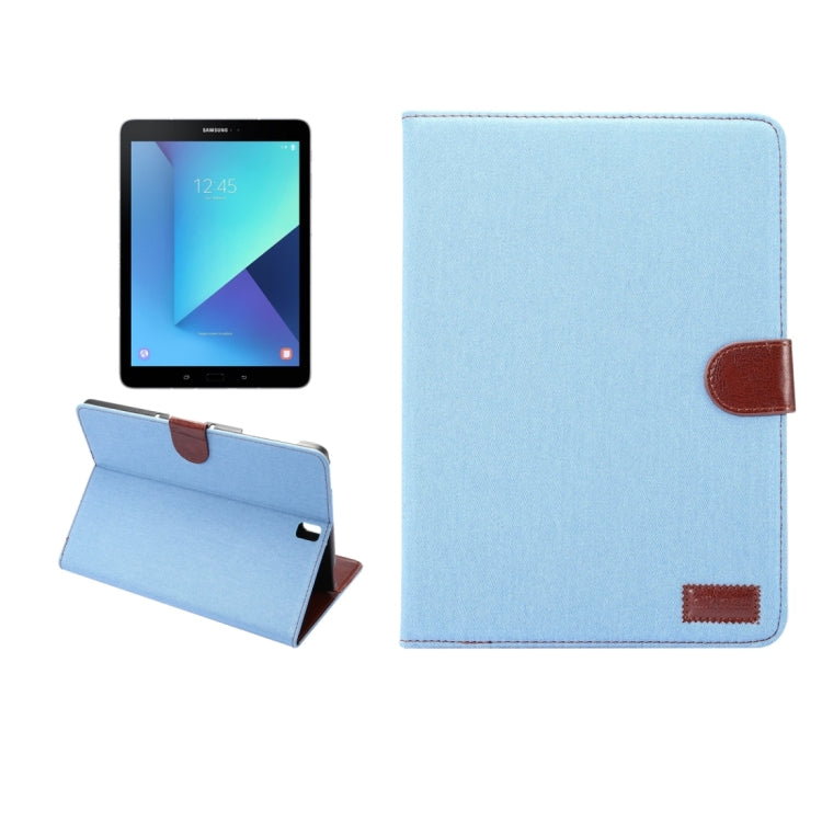 For Galaxy Tab S3 9.7 / T820 Denim Cloth Texture Horizontal Flip Leather Case with Holder & Card Slots & Wallet(Blue)