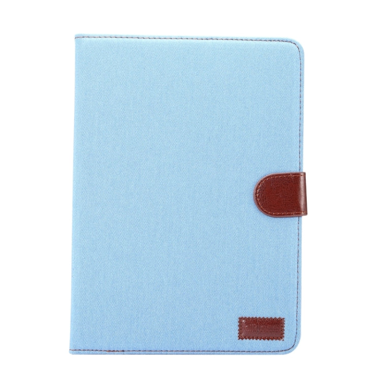 For Galaxy Tab S3 9.7 / T820 Denim Cloth Texture Horizontal Flip Leather Case with Holder & Card Slots & Wallet(Blue)