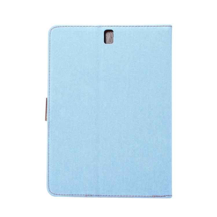 For Galaxy Tab S3 9.7 / T820 Denim Cloth Texture Horizontal Flip Leather Case with Holder & Card Slots & Wallet(Blue)