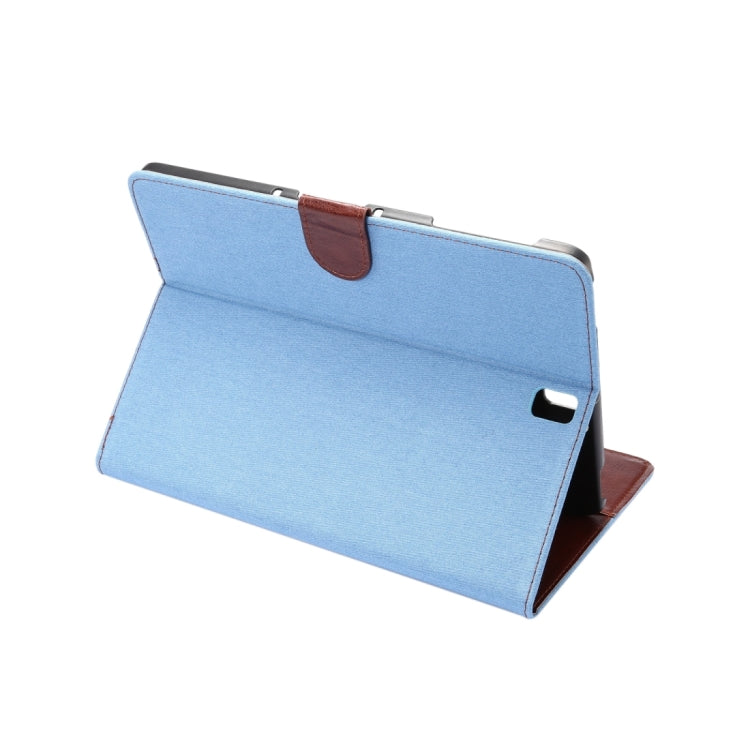 For Galaxy Tab S3 9.7 / T820 Denim Cloth Texture Horizontal Flip Leather Case with Holder & Card Slots & Wallet(Blue)