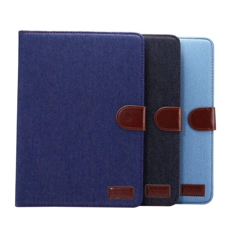 For Galaxy Tab S3 9.7 / T820 Denim Cloth Texture Horizontal Flip Leather Case with Holder & Card Slots & Wallet(Blue)
