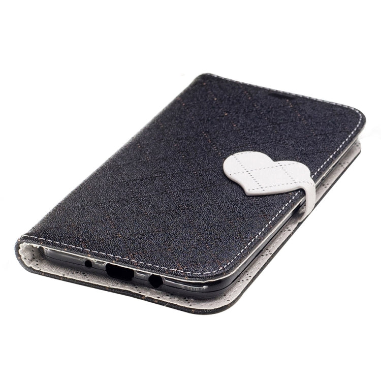 For Galaxy J7 (2017) (US Version) TPU + PU Love Contrast Color Lattice Horizontal Flip Leather Case with Holder & Card Slots & Wallet & Lanyard