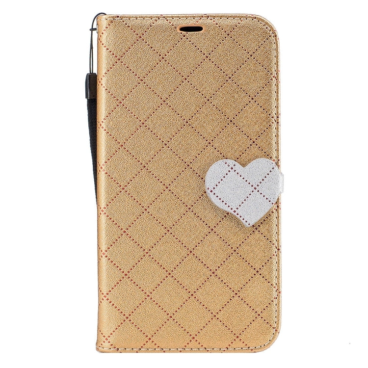 For Galaxy J7 (2017) (US Version) TPU + PU Love Contrast Color Lattice Horizontal Flip Leather Case with Holder & Card Slots & Wallet & Lanyard