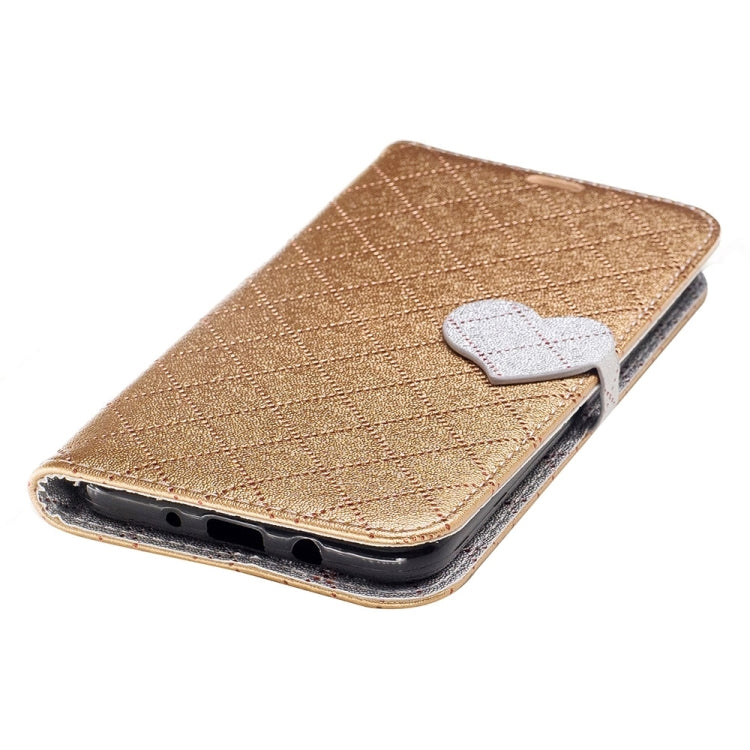 For Galaxy J7 (2017) (US Version) TPU + PU Love Contrast Color Lattice Horizontal Flip Leather Case with Holder & Card Slots & Wallet & Lanyard