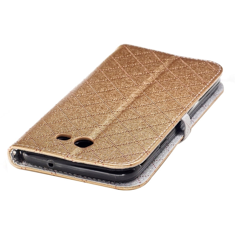 For Galaxy J7 (2017) (US Version) TPU + PU Love Contrast Color Lattice Horizontal Flip Leather Case with Holder & Card Slots & Wallet & Lanyard