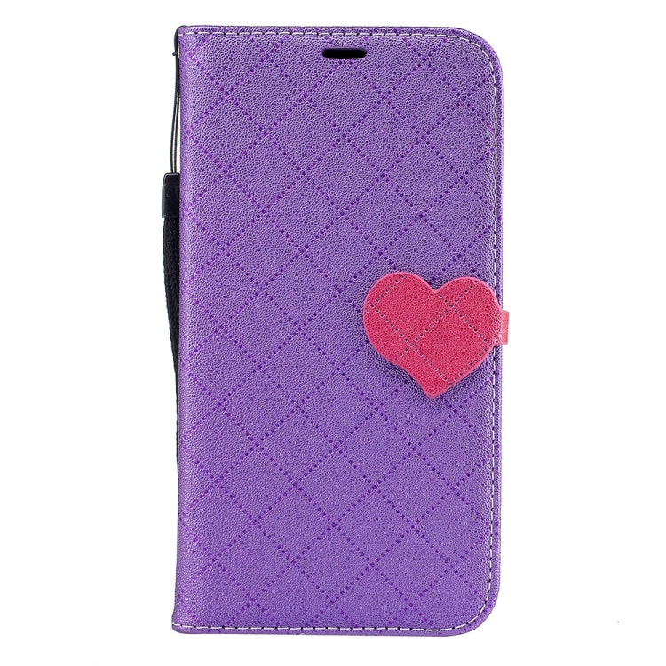 For Galaxy J7 (2017) (US Version) TPU + PU Love Contrast Color Lattice Horizontal Flip Leather Case with Holder & Card Slots & Wallet & Lanyard
