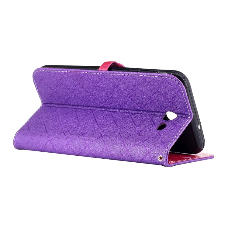 For Galaxy J7 (2017) (US Version) TPU + PU Love Contrast Color Lattice Horizontal Flip Leather Case with Holder & Card Slots & Wallet & Lanyard