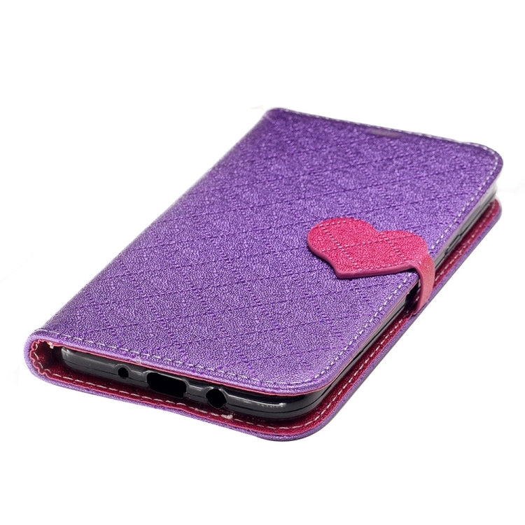 For Galaxy J7 (2017) (US Version) TPU + PU Love Contrast Color Lattice Horizontal Flip Leather Case with Holder & Card Slots & Wallet & Lanyard