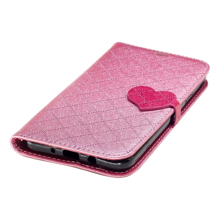 For Galaxy J7 (2017) (US Version) TPU + PU Love Contrast Color Lattice Horizontal Flip Leather Case with Holder & Card Slots & Wallet & Lanyard