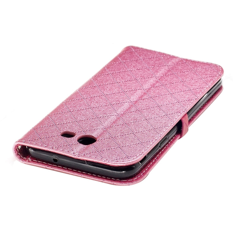For Galaxy J7 (2017) (US Version) TPU + PU Love Contrast Color Lattice Horizontal Flip Leather Case with Holder & Card Slots & Wallet & Lanyard