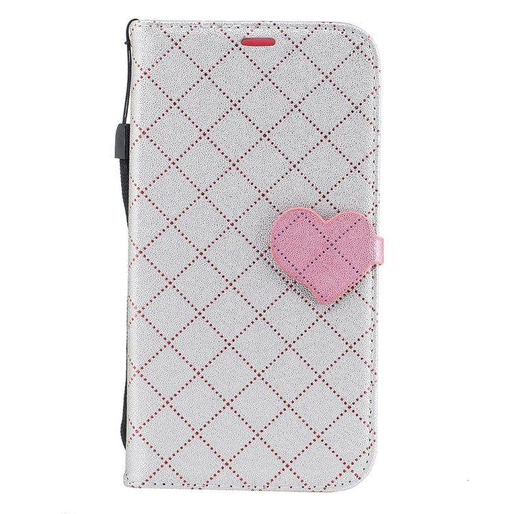 For Galaxy J7 (2017) (US Version) TPU + PU Love Contrast Color Lattice Horizontal Flip Leather Case with Holder & Card Slots & Wallet & Lanyard