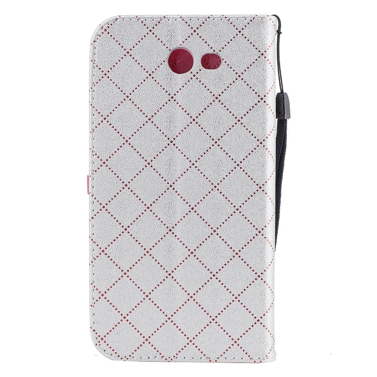 For Galaxy J7 (2017) (US Version) TPU + PU Love Contrast Color Lattice Horizontal Flip Leather Case with Holder & Card Slots & Wallet & Lanyard