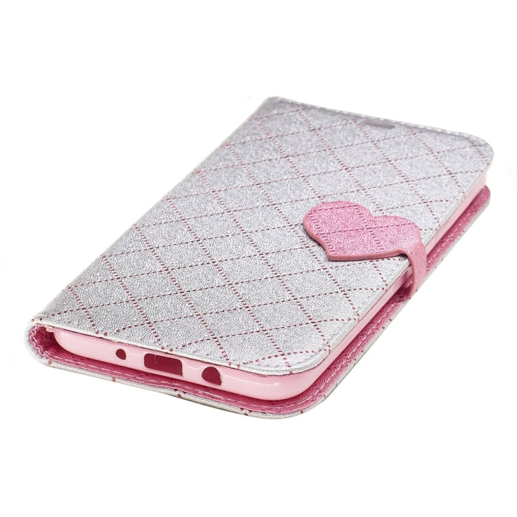 For Galaxy J7 (2017) (US Version) TPU + PU Love Contrast Color Lattice Horizontal Flip Leather Case with Holder & Card Slots & Wallet & Lanyard