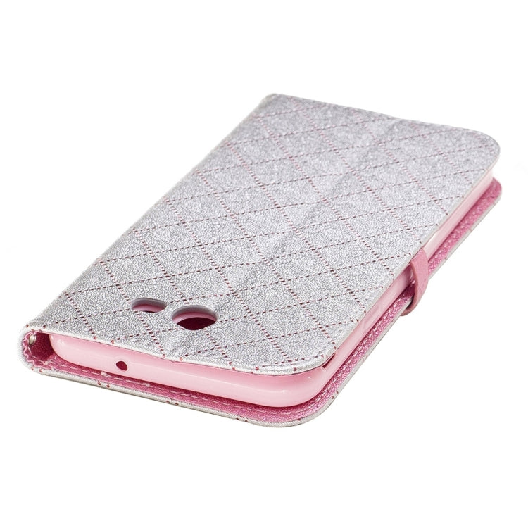For Galaxy J7 (2017) (US Version) TPU + PU Love Contrast Color Lattice Horizontal Flip Leather Case with Holder & Card Slots & Wallet & Lanyard