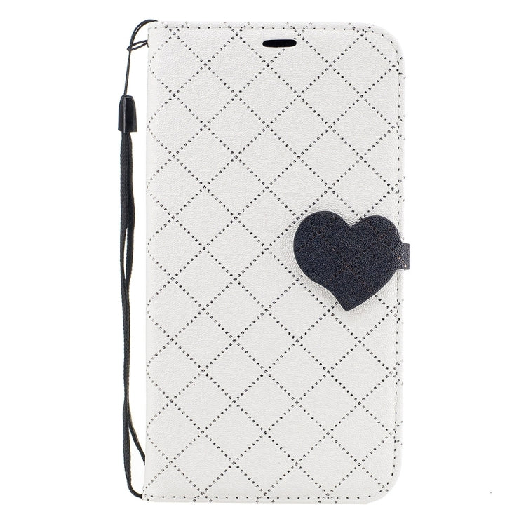 For Galaxy J7 (2017) (US Version) TPU + PU Love Contrast Color Lattice Horizontal Flip Leather Case with Holder & Card Slots & Wallet & Lanyard