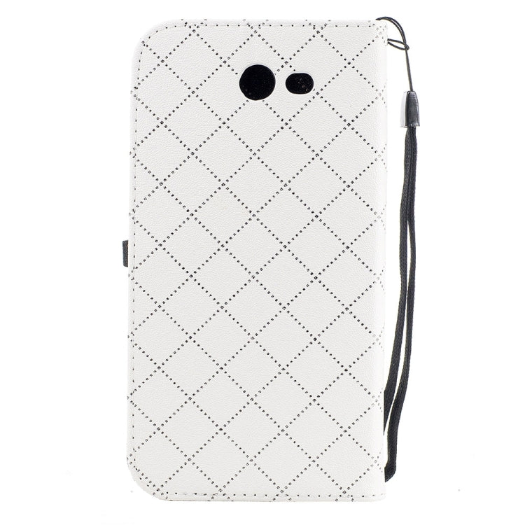 For Galaxy J7 (2017) (US Version) TPU + PU Love Contrast Color Lattice Horizontal Flip Leather Case with Holder & Card Slots & Wallet & Lanyard