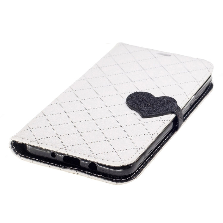 For Galaxy J7 (2017) (US Version) TPU + PU Love Contrast Color Lattice Horizontal Flip Leather Case with Holder & Card Slots & Wallet & Lanyard