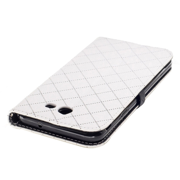 For Galaxy J7 (2017) (US Version) TPU + PU Love Contrast Color Lattice Horizontal Flip Leather Case with Holder & Card Slots & Wallet & Lanyard