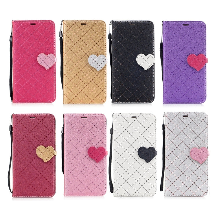 For Galaxy J7 (2017) (US Version) TPU + PU Love Contrast Color Lattice Horizontal Flip Leather Case with Holder & Card Slots & Wallet & Lanyard