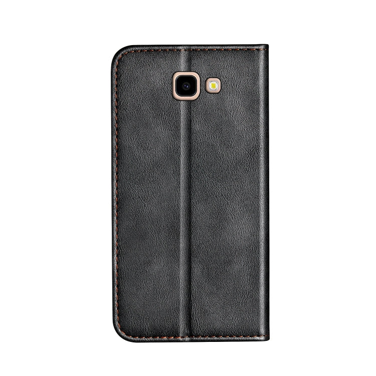 Business Solid Color Stitching Horizontal Flip Leather Case for Galaxy J4+, with Holder & Card Slots & Wallet & Lanyard