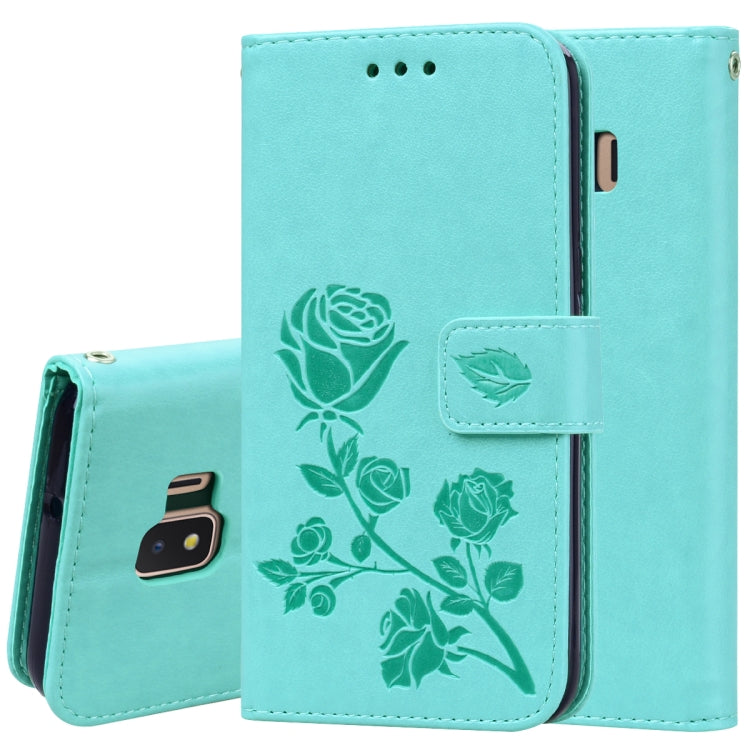 Rose Embossed Horizontal Flip PU Leather Case for Galaxy J2 Core, with Holder & Card Slots & Wallet