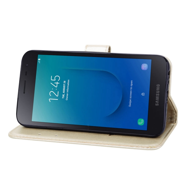 Rose Embossed Horizontal Flip PU Leather Case for Galaxy J2 Core, with Holder & Card Slots & Wallet