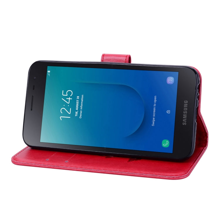 Rose Embossed Horizontal Flip PU Leather Case for Galaxy J2 Core, with Holder & Card Slots & Wallet