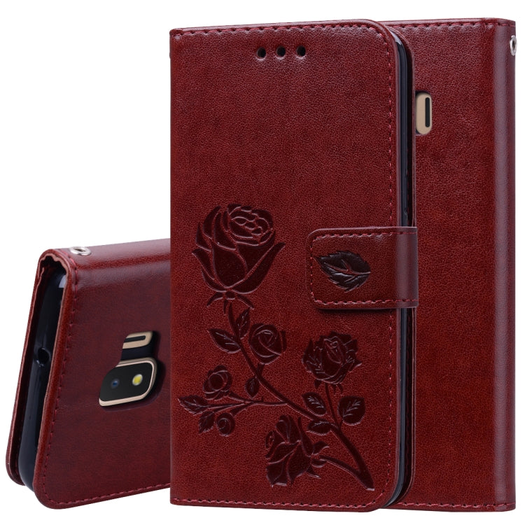 Rose Embossed Horizontal Flip PU Leather Case for Galaxy J2 Core, with Holder & Card Slots & Wallet