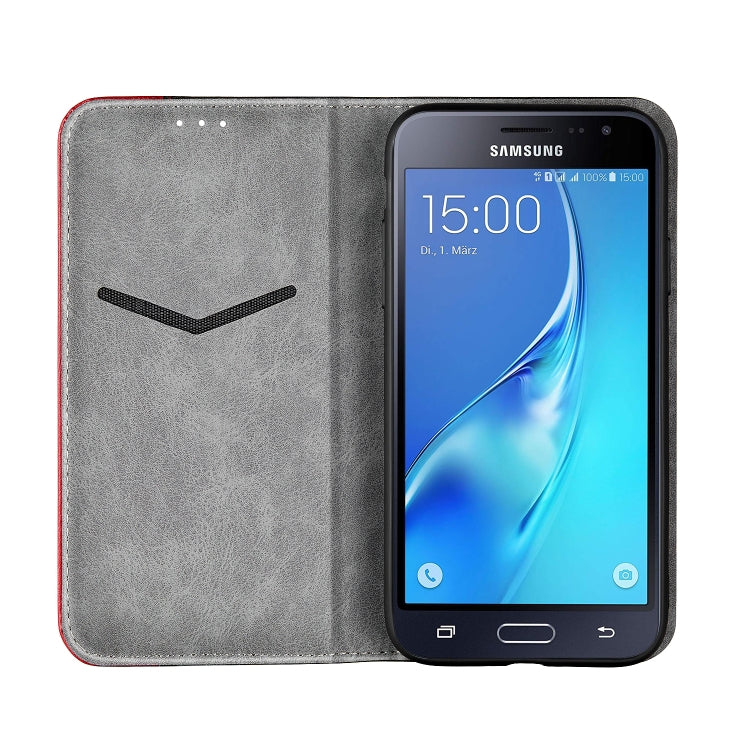 Business Solid Color Stitching Horizontal Flip Leather Case for Galaxy J3, with Holder & Card Slots & Wallet & Lanyard