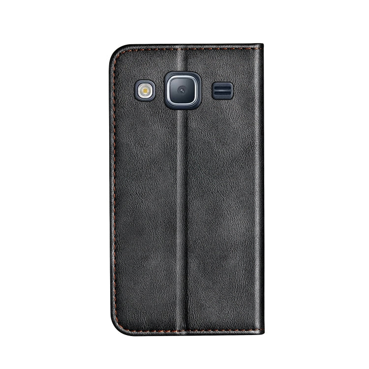 Business Solid Color Stitching Horizontal Flip Leather Case for Galaxy J3, with Holder & Card Slots & Wallet & Lanyard