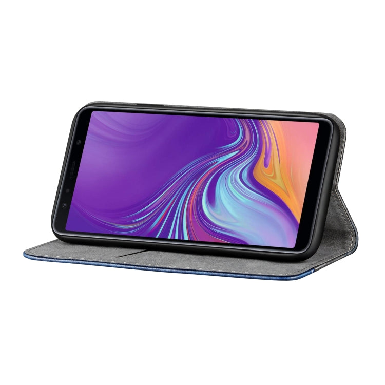 Business Solid Color Stitching Horizontal Flip Leather Case for Galaxy A7 (2018), with Holder & Card Slots & Wallet & Lanyard