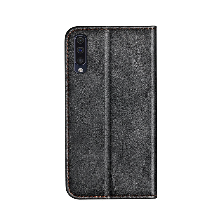 Business Solid Color Stitching Horizontal Flip Leather Case for Galaxy A70, with Holder & Card Slots & Wallet & Lanyard