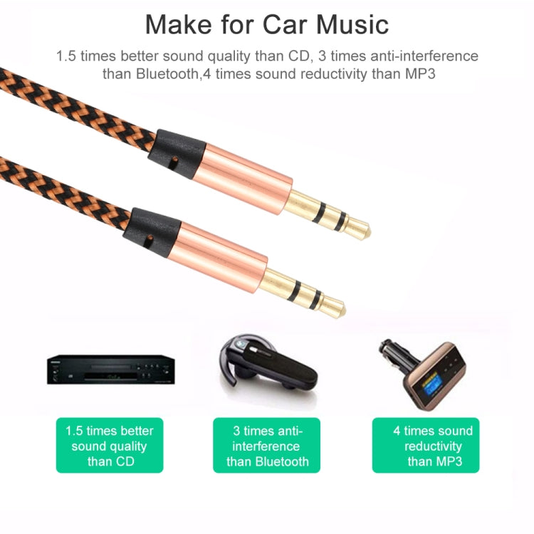 3 PCS K10 3.5mm Male to Male Nylon Braided Audio Cable, Length: 1m