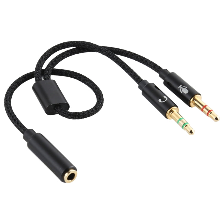 YH192 2 in 1 3.5mm Female to Microphone + Audio Male Braided Audio Cable, Length: 22cm